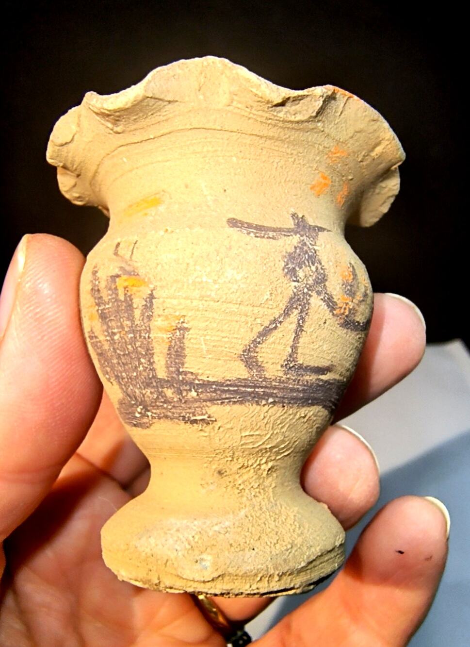2080. Mini Handmade Terracotta Vase  Pueblo 1958  SW Native American or Mexican